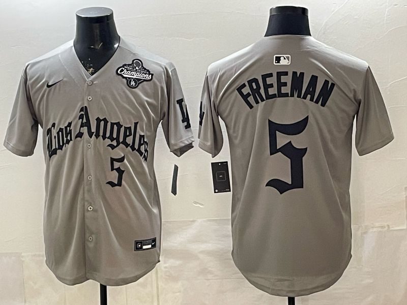 Men 2026 Los Angeles Dodgers #5 Freeman Grey Five generations Nike MLB Jersey style 007->los angeles dodgers->MLB Jersey